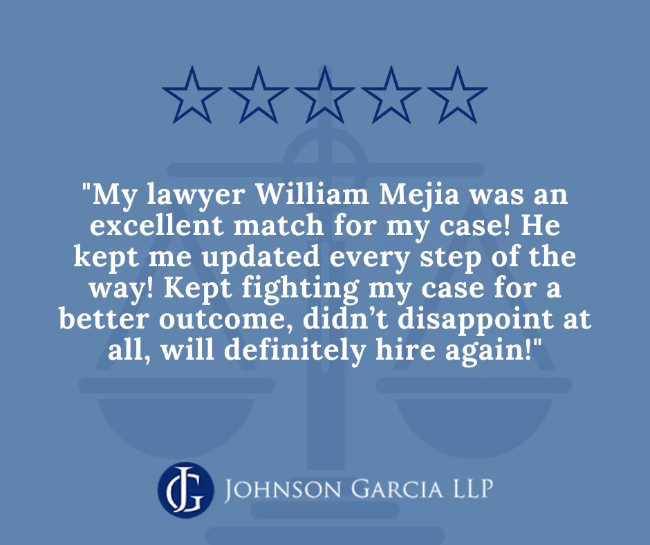 Johnson Garcia LLP Associate Attorney Will Mejia client review