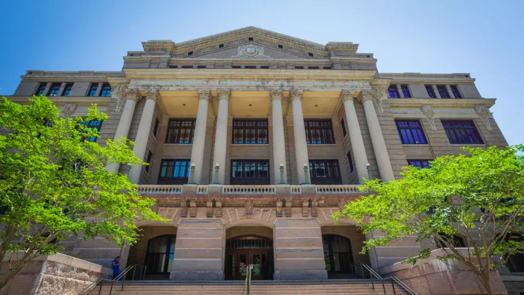The Houston government courthouse handles accident claims from poorly-maintained roads..