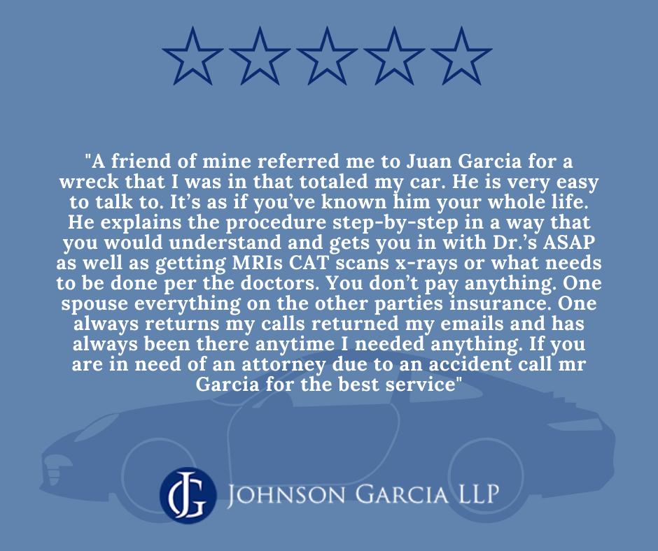 Johnson Garcia LLP Houston personal injury attorneys client review